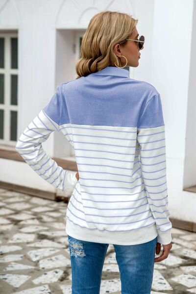 Striped Contrast Turtleneck Sweater (5 Colors) Shirts & Tops Krazy Heart Designs Boutique