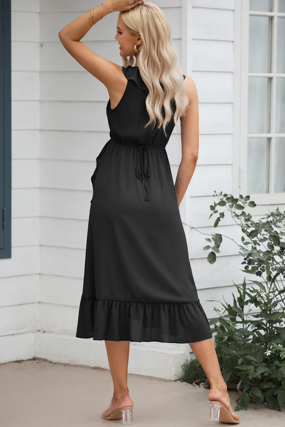Ruffled Sleeveless Midi Dress Dress Krazy Heart Designs Boutique