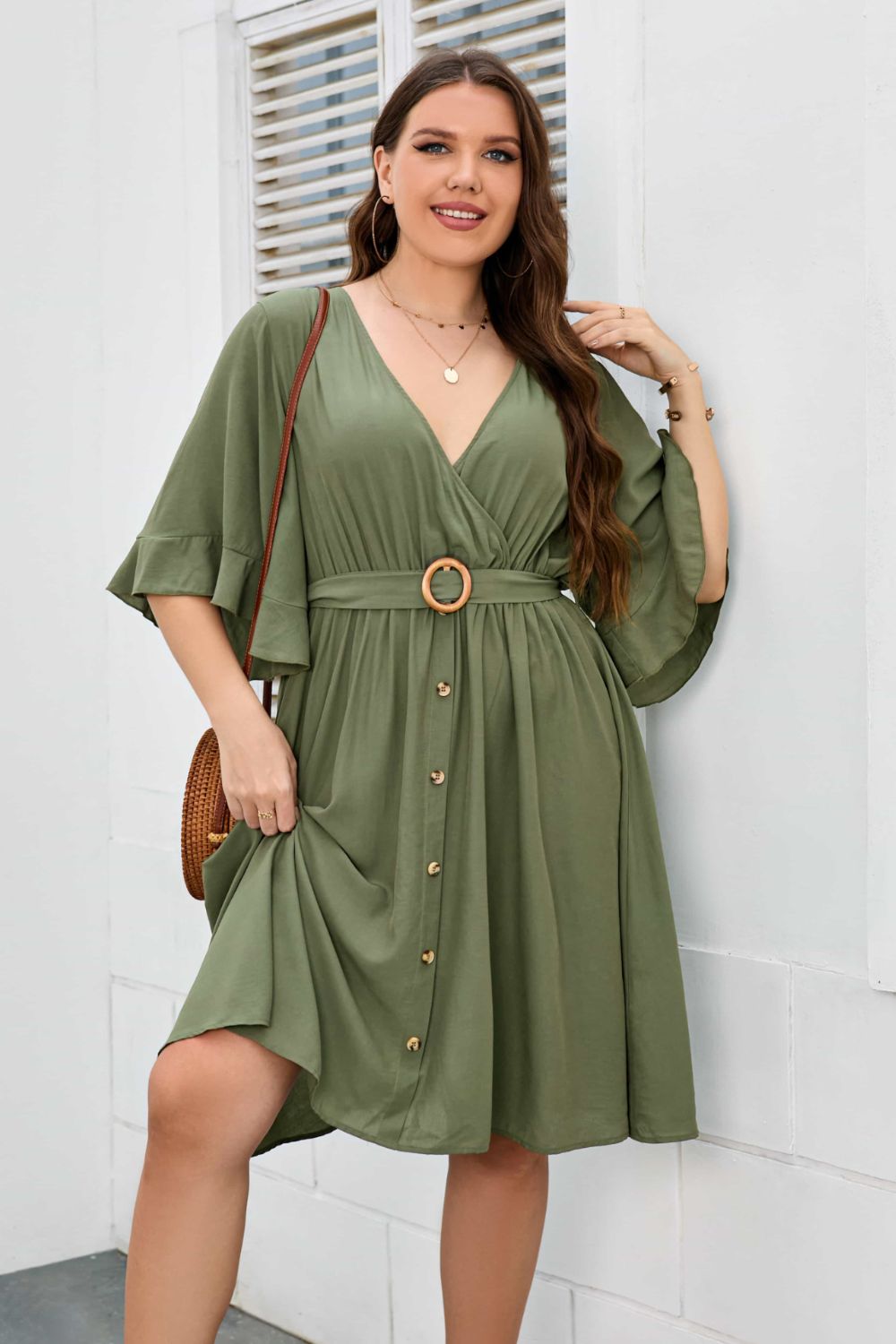 Plus Size Surplice Neck Half Sleeve Dress Krazy Heart Designs Boutique