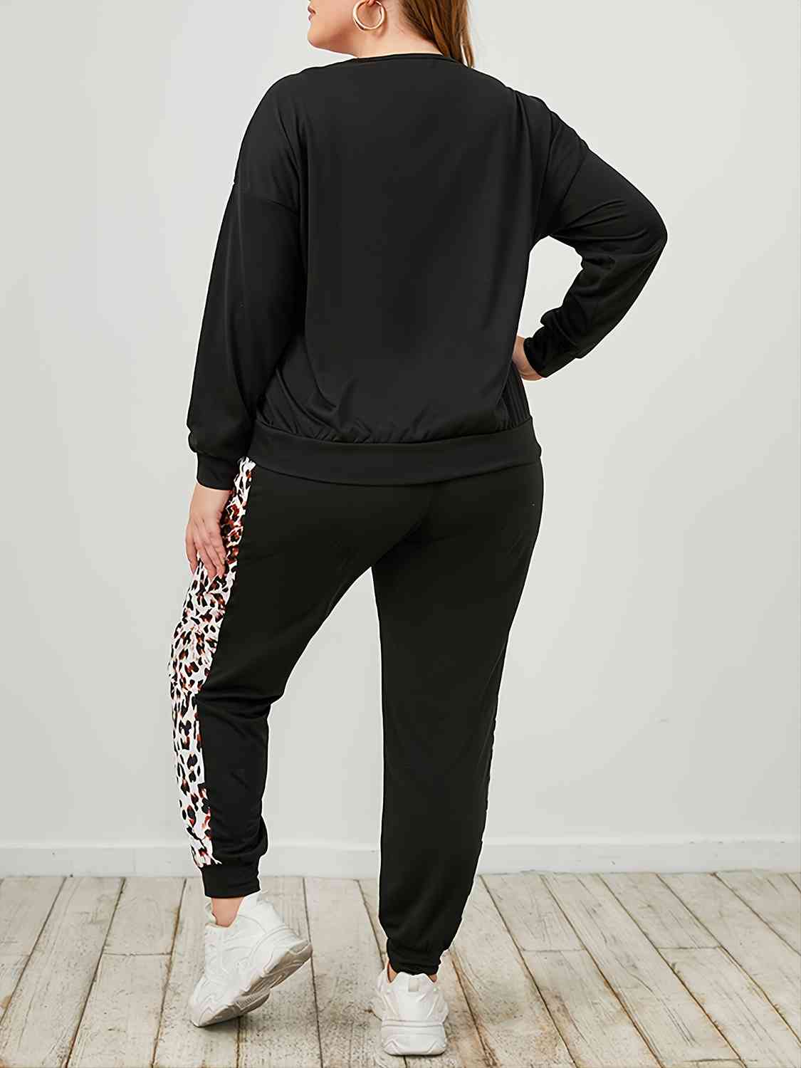 Plus Size KHD Leopard Sweatshirt and Sweatpants Set Krazy Heart Designs Boutique
