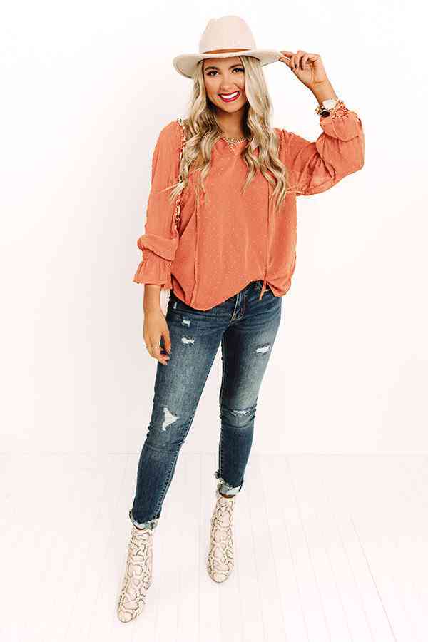 Swiss Dot Tie Neck Flounce Sleeve Blouse (2 Colors) Krazy Heart Designs Boutique
