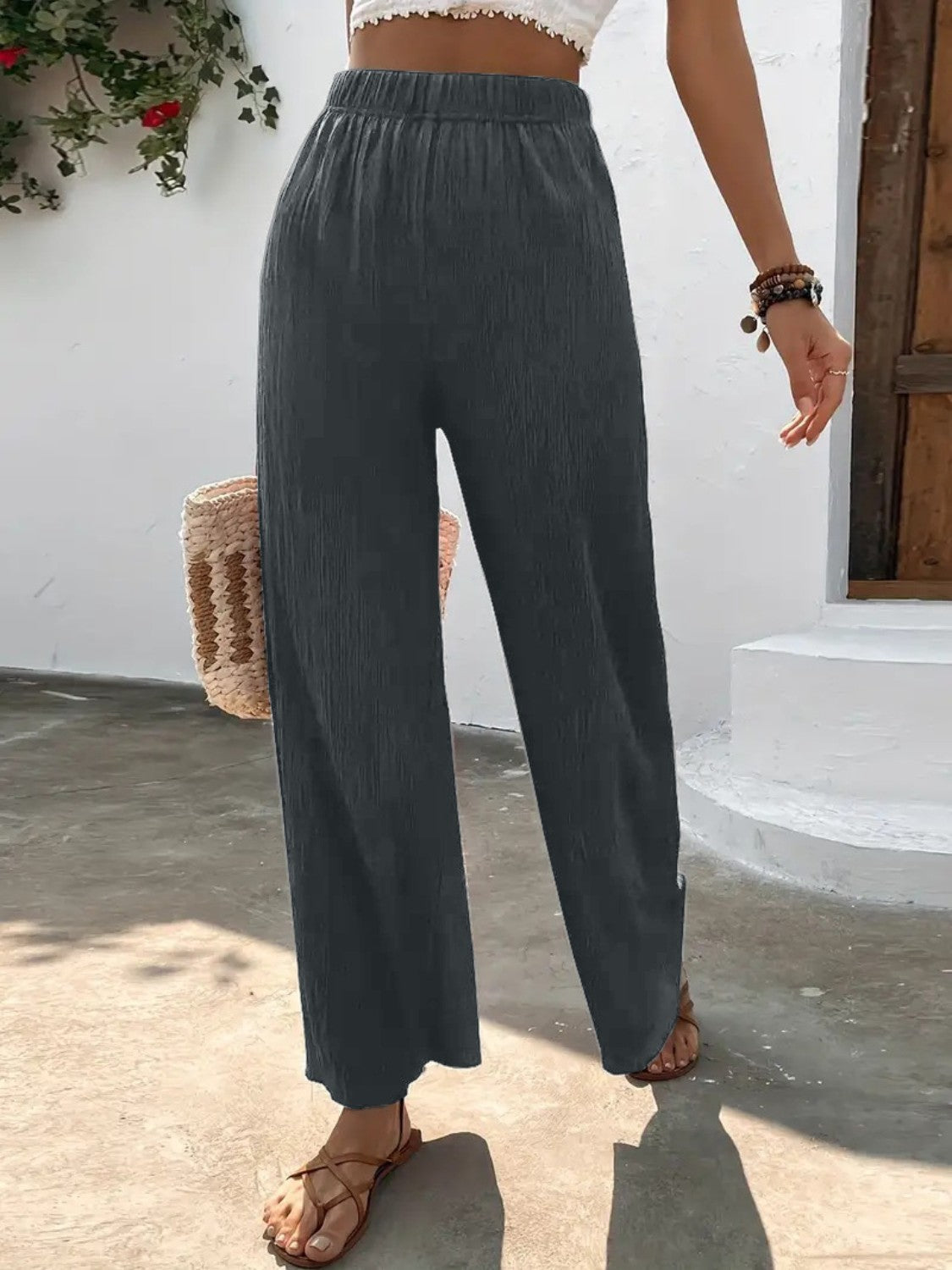 Full Size High Waist Wide Leg Pants Krazy Heart Designs Boutique
