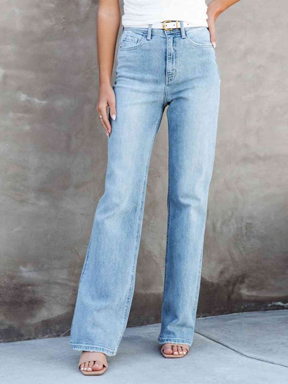 KHD Washed Straight Leg Jeans Krazy Heart Designs Boutique Misty Blue S
