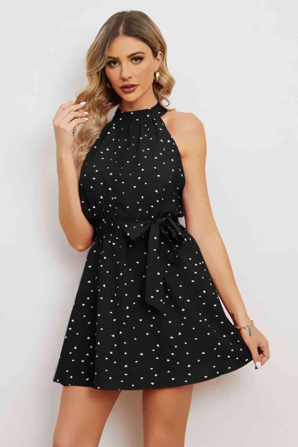 Printed Tie Waist Mini Dress (2 Colors) Krazy Heart Designs Boutique