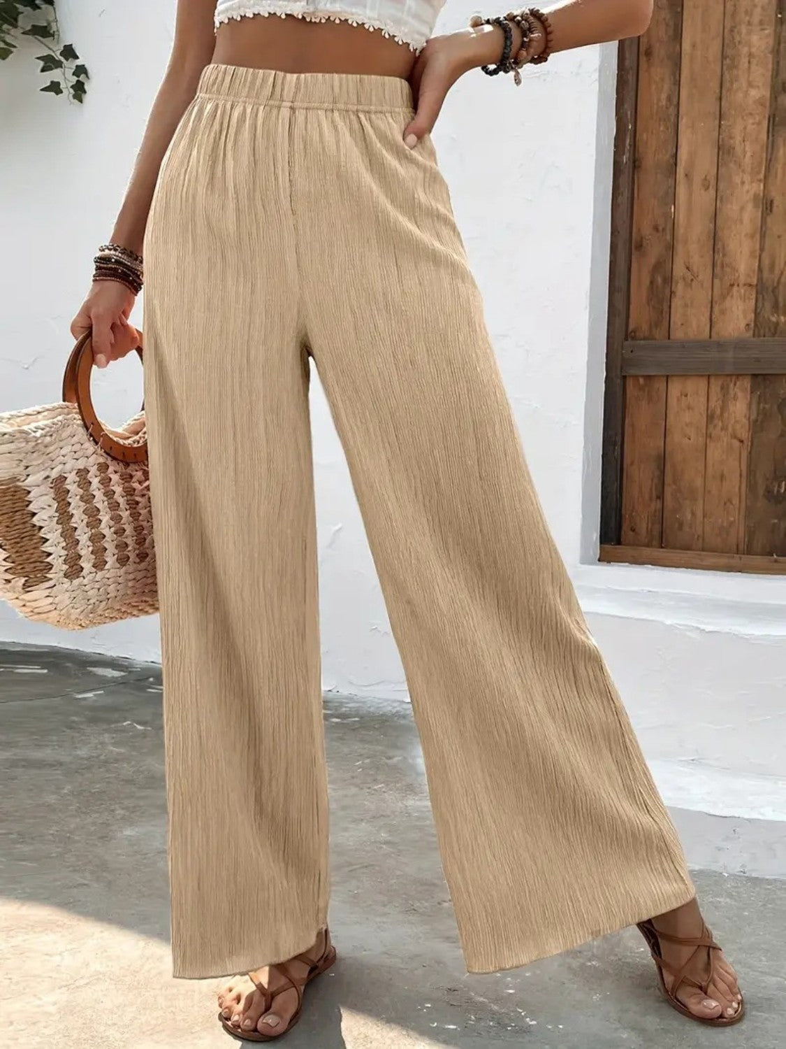 Full Size High Waist Wide Leg Pants Krazy Heart Designs Boutique