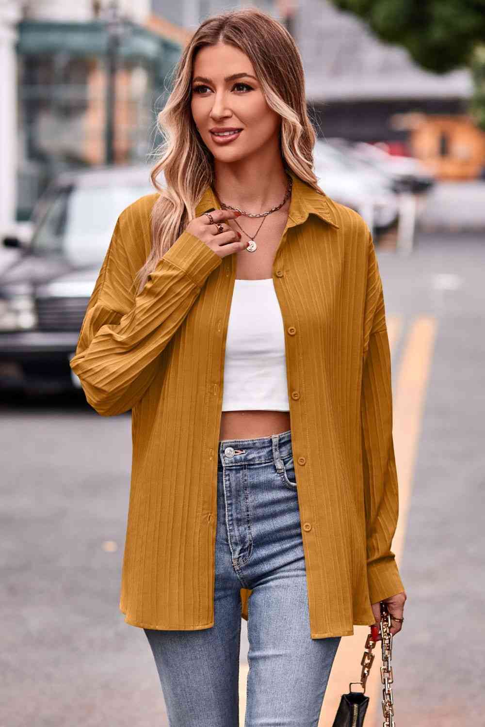 Slit Dropped Shoulder Longline Shirt (3 Colors) Shirts & Tops Krazy Heart Designs Boutique