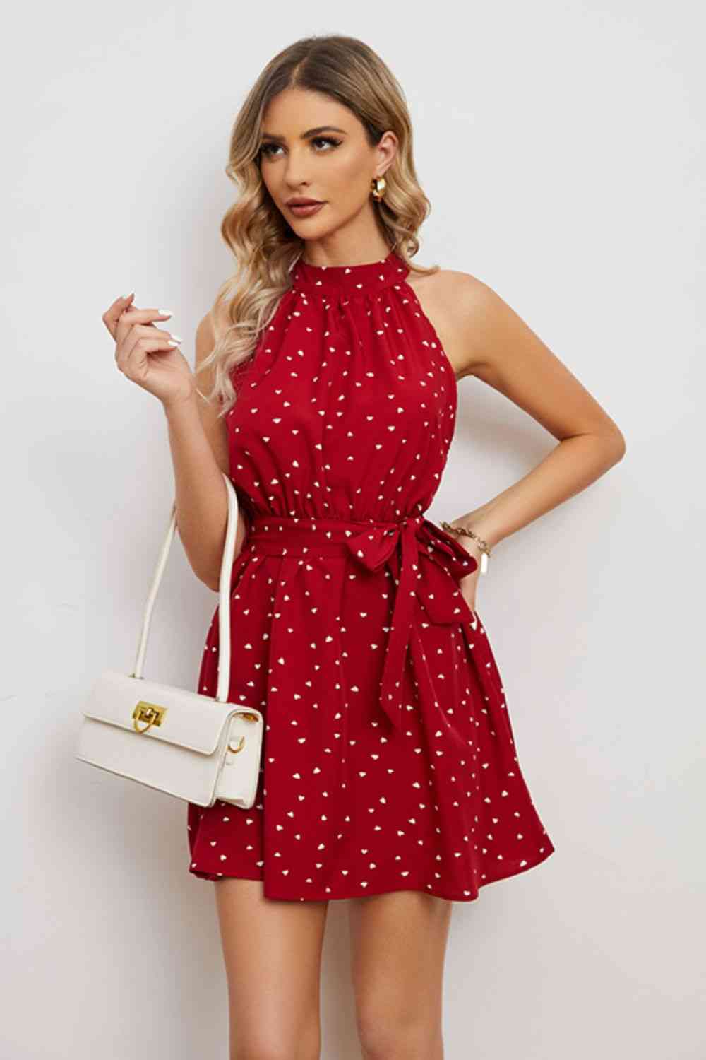 Printed Tie Waist Mini Dress (2 Colors) Krazy Heart Designs Boutique