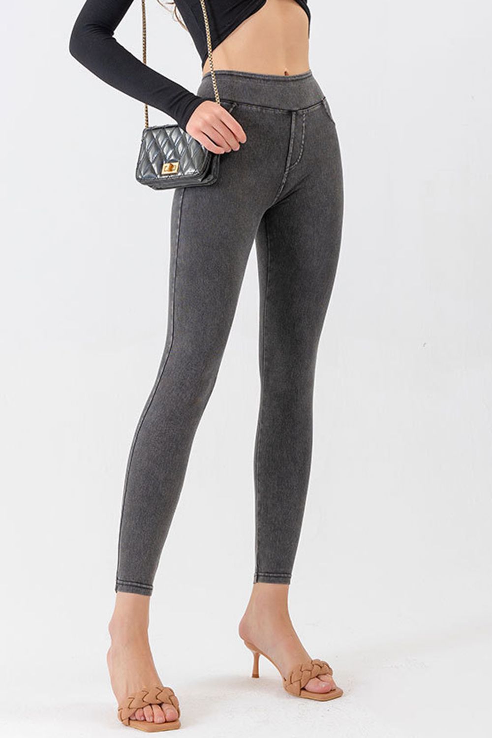 High Waist Skinny Jeans Krazy Heart Designs Boutique Charcoal XS