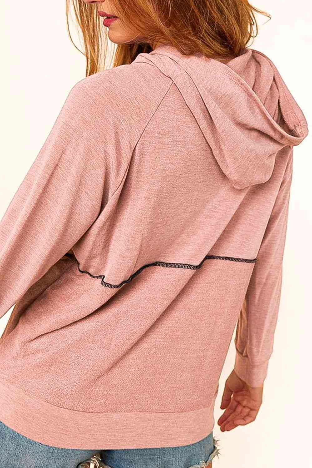 Buttoned Long Sleeve Hoodie Shirts & Tops Krazy Heart Designs Boutique