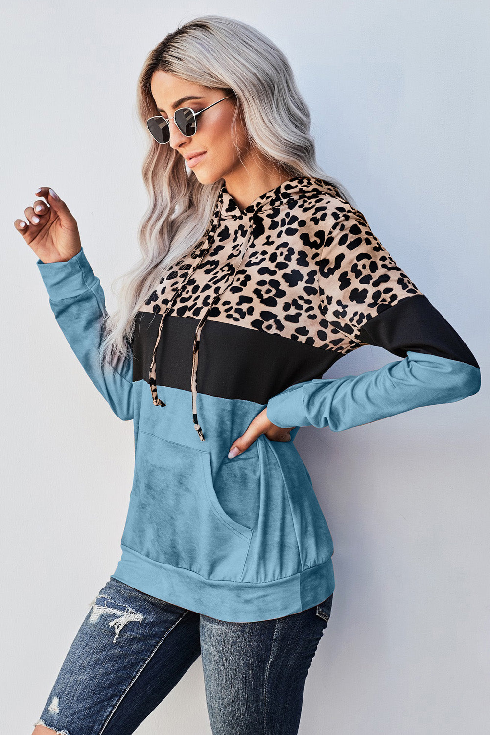 Leopard Color Block Hoodie (5 Colors) Krazy Heart Designs Boutique