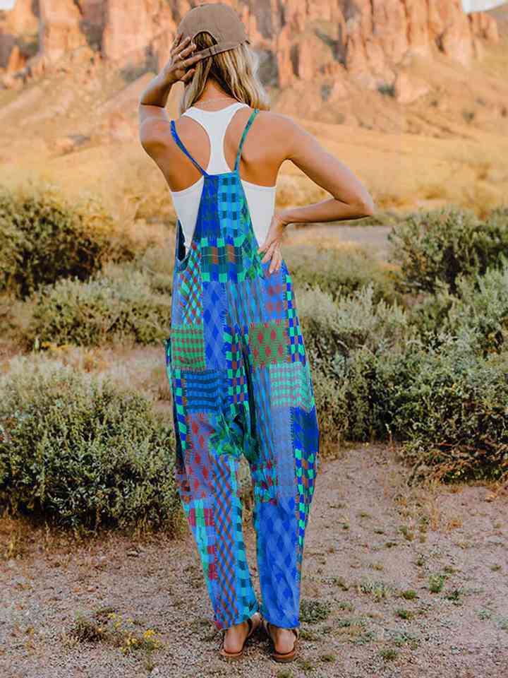 Full Size Printed V-Neck Sleeveless Jumpsuit (4 Colors) Krazy Heart Designs Boutique