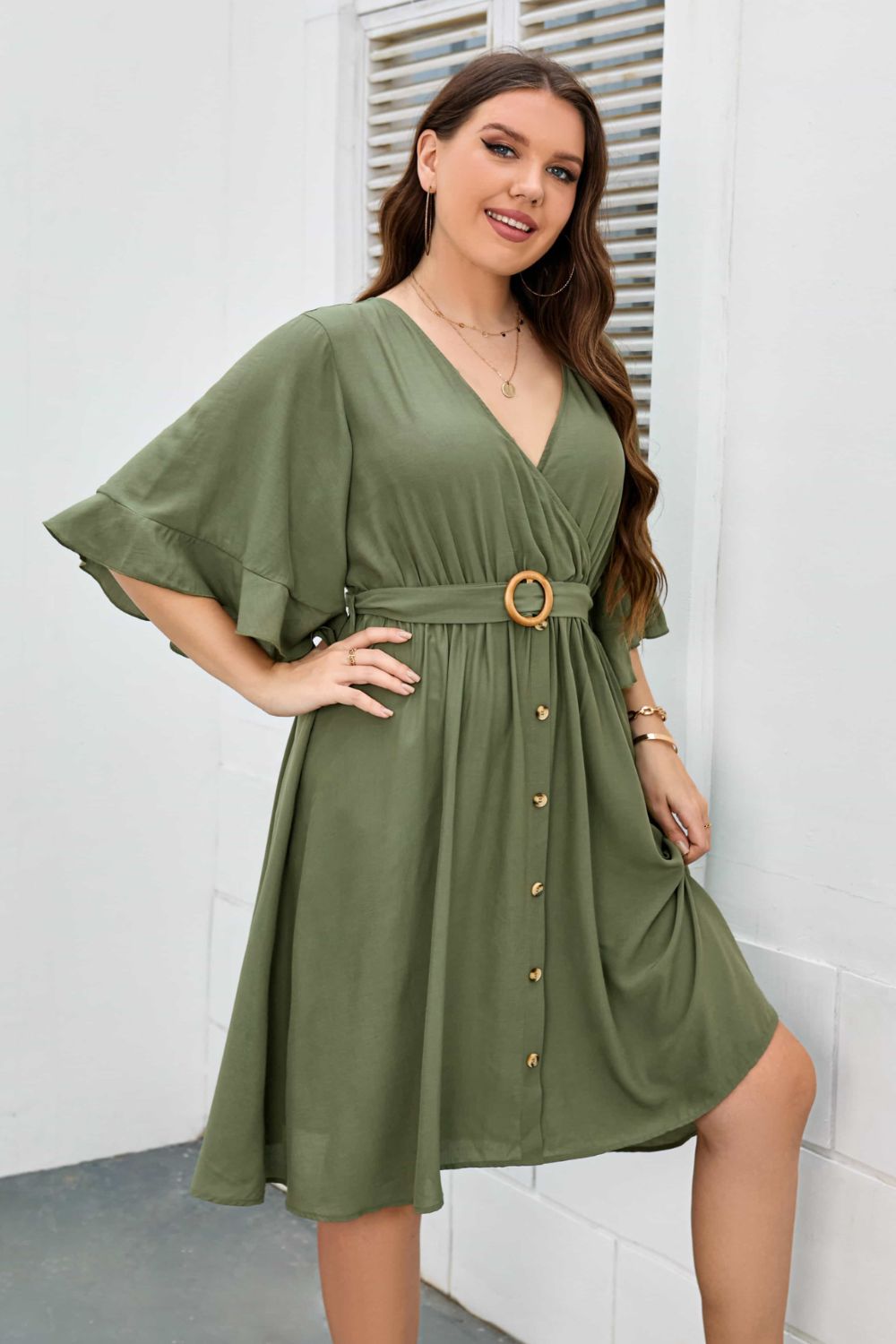 Plus Size Surplice Neck Half Sleeve Dress Krazy Heart Designs Boutique