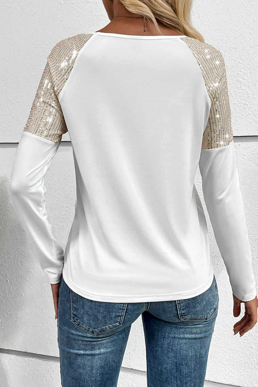 Sequin Round Neck Long Sleeve Top (2 Colors) Shirts & Tops Krazy Heart Designs Boutique   