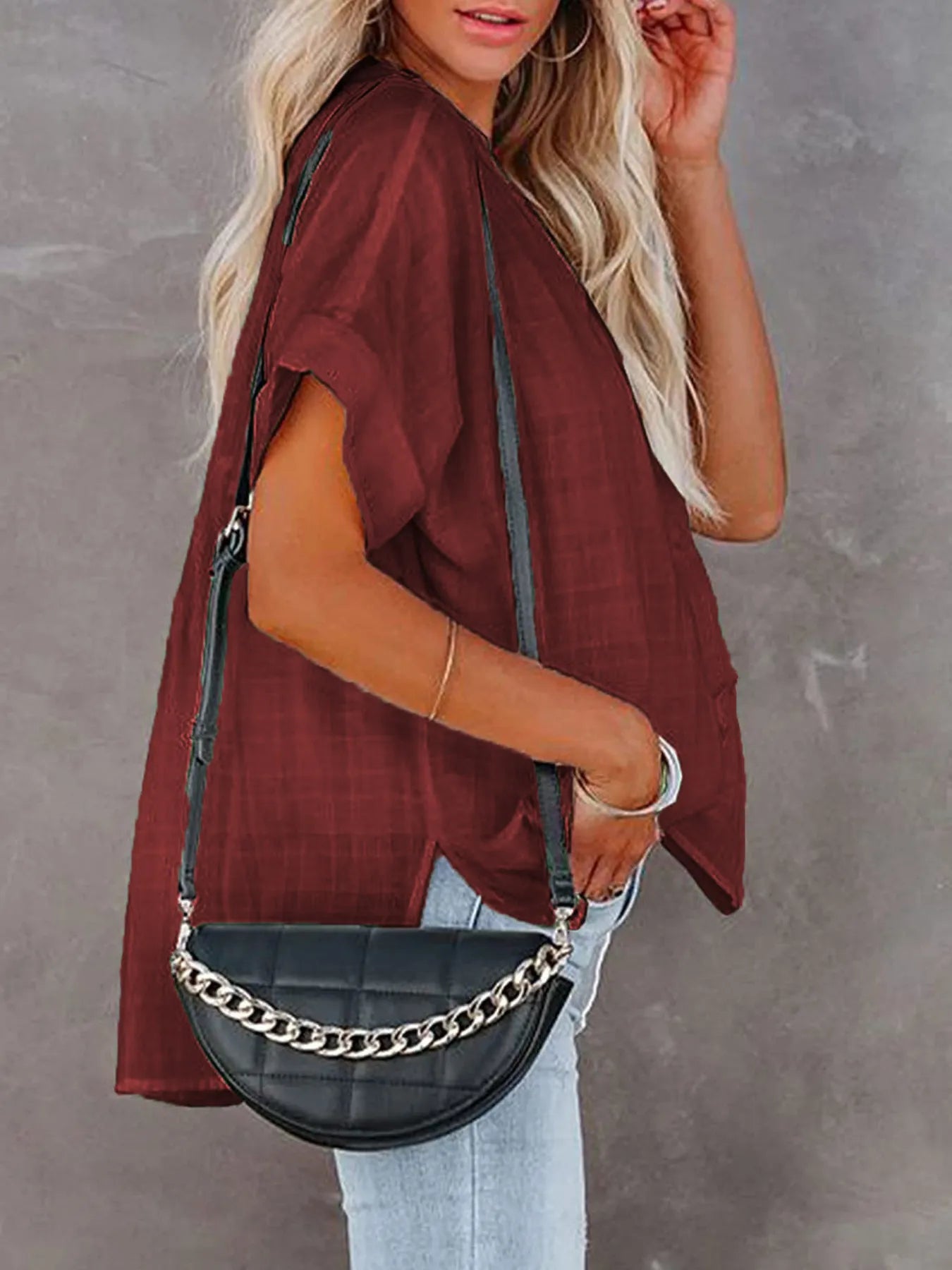 Oversized Notched Casual Shirt (8 Colors) Shirts & Tops Krazy Heart Designs Boutique