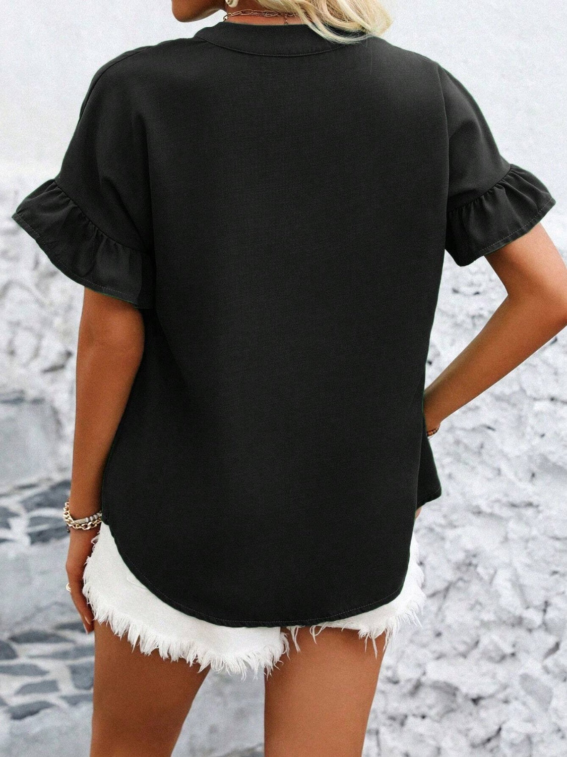 Button Down Ruffled Short Sleeve Shirt (7 Colors) Shirts & Tops Krazy Heart Designs Boutique