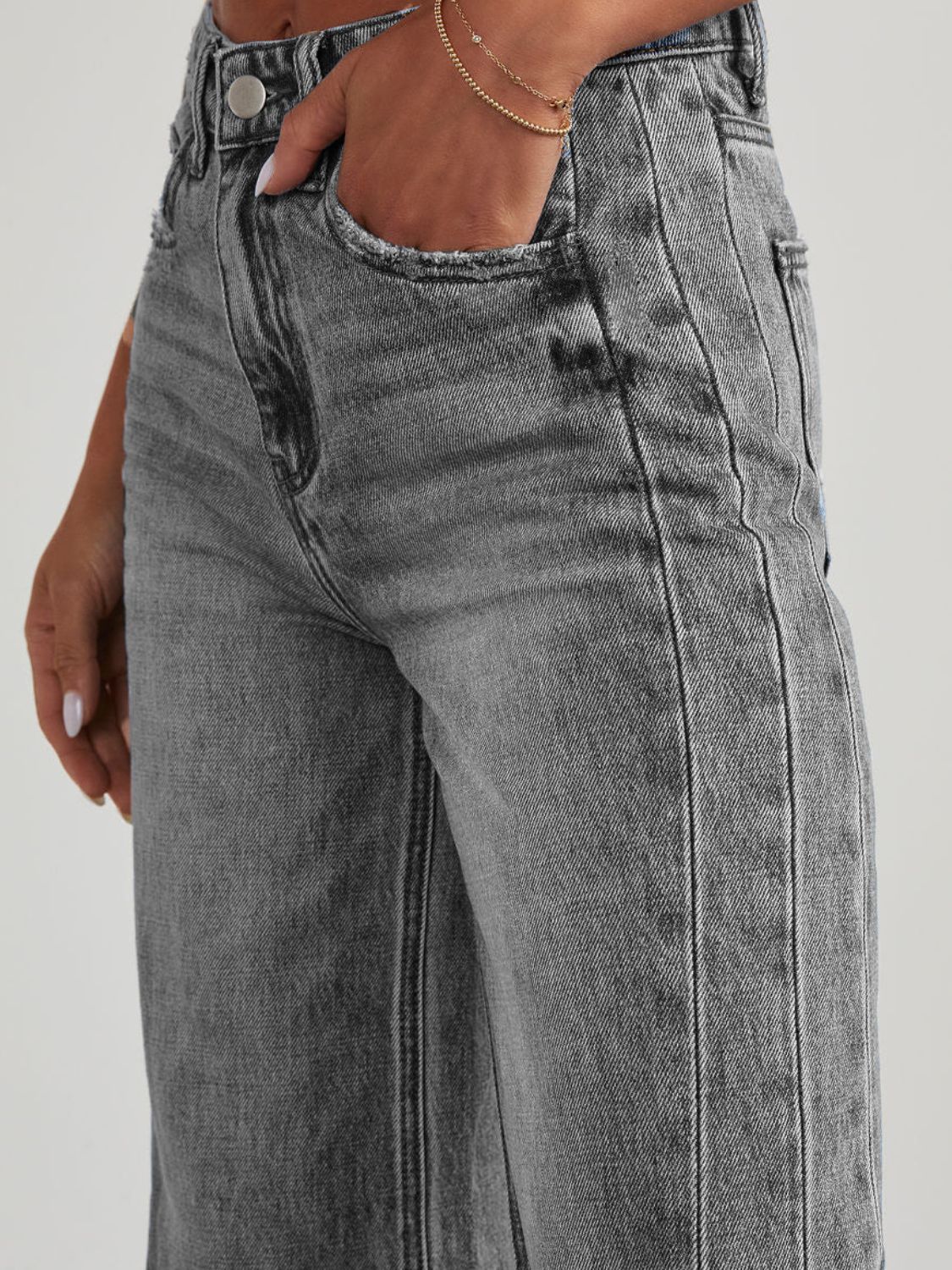 Raw Hem Wide Leg Jeans with Pockets ( 3 Colors) pants Krazy Heart Designs Boutique   