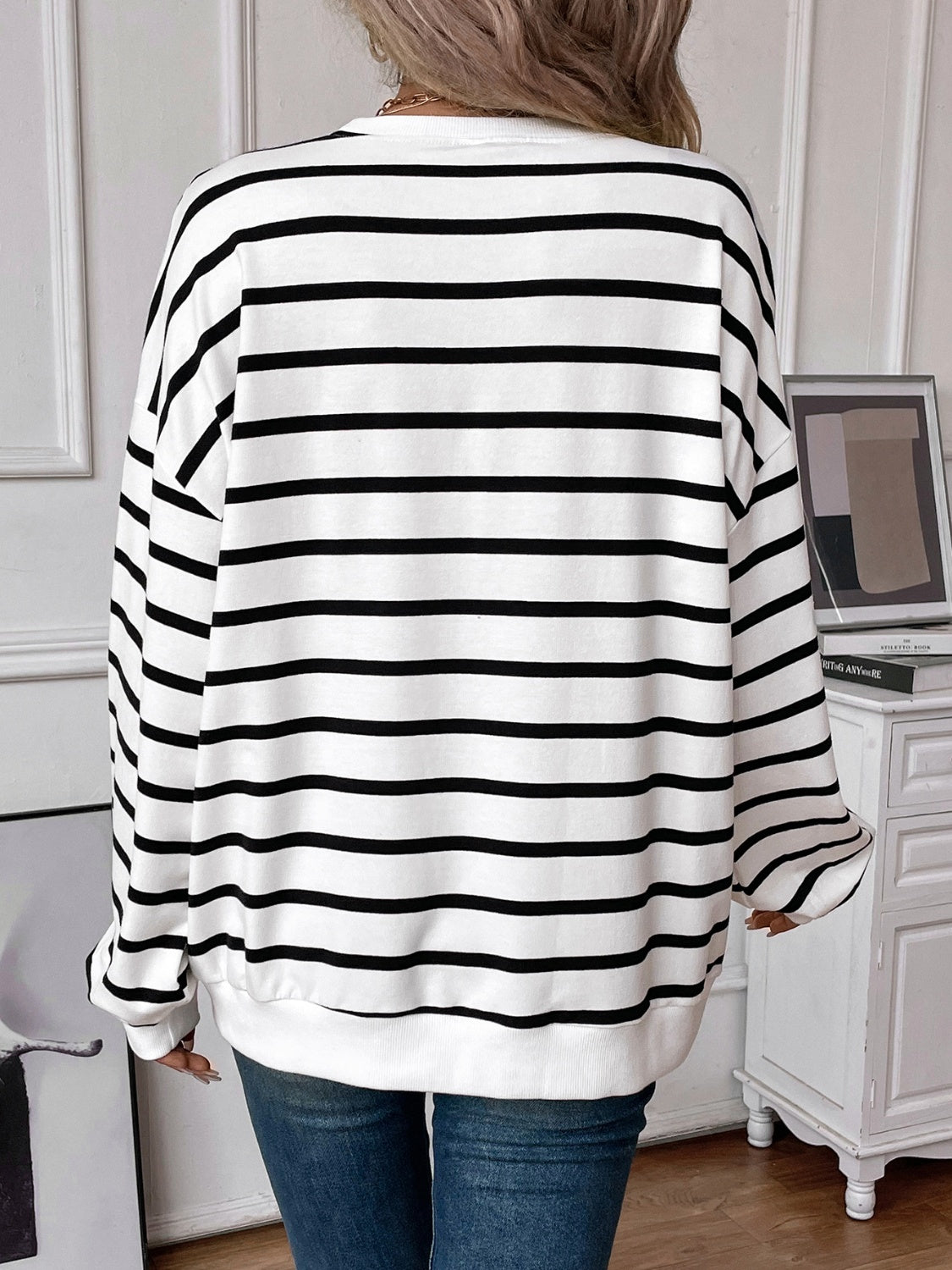 Lovelet Striped Round Neck Long Sleeve Sweatshirt (4 Colors) Shirts & Tops Krazy Heart Designs Boutique   