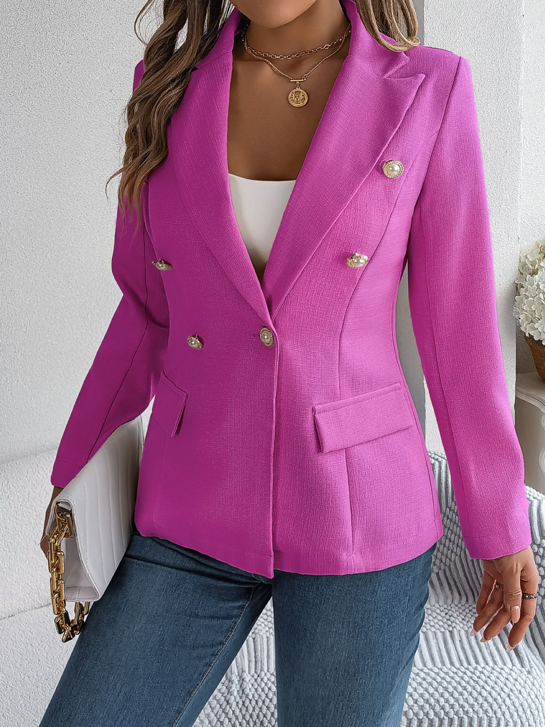 Decorative Button Pocket Flap Lapel Collar Blazer (3 Colors) Blazer Krazy Heart Designs Boutique