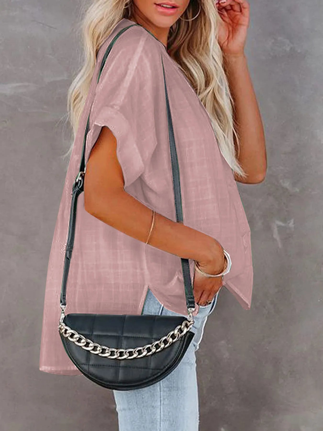 Oversized Notched Casual Shirt (8 Colors) Shirts & Tops Krazy Heart Designs Boutique