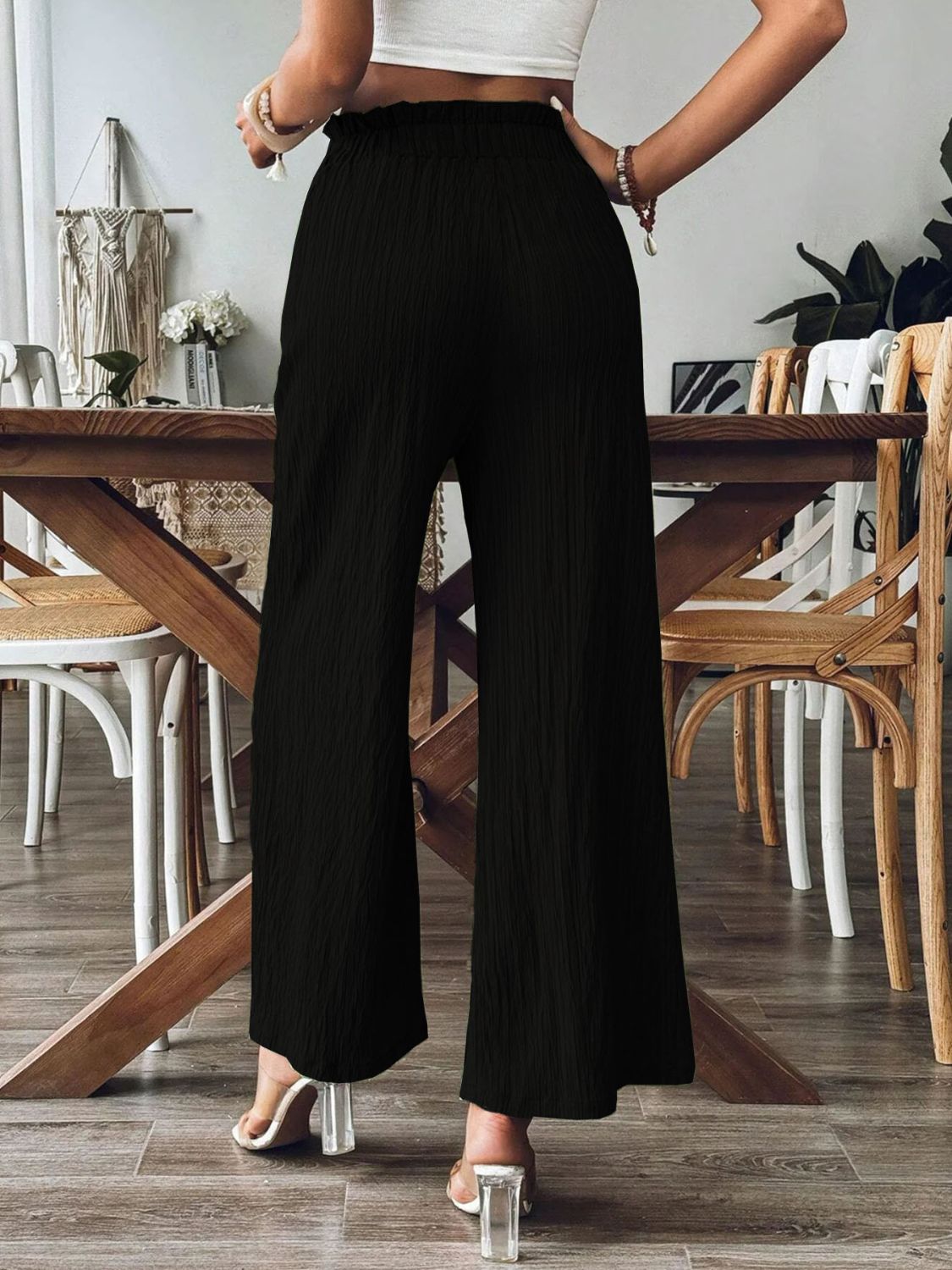 Pocketed Elastic Waist Wide Leg Pants (3 Colors) pants Krazy Heart Designs Boutique