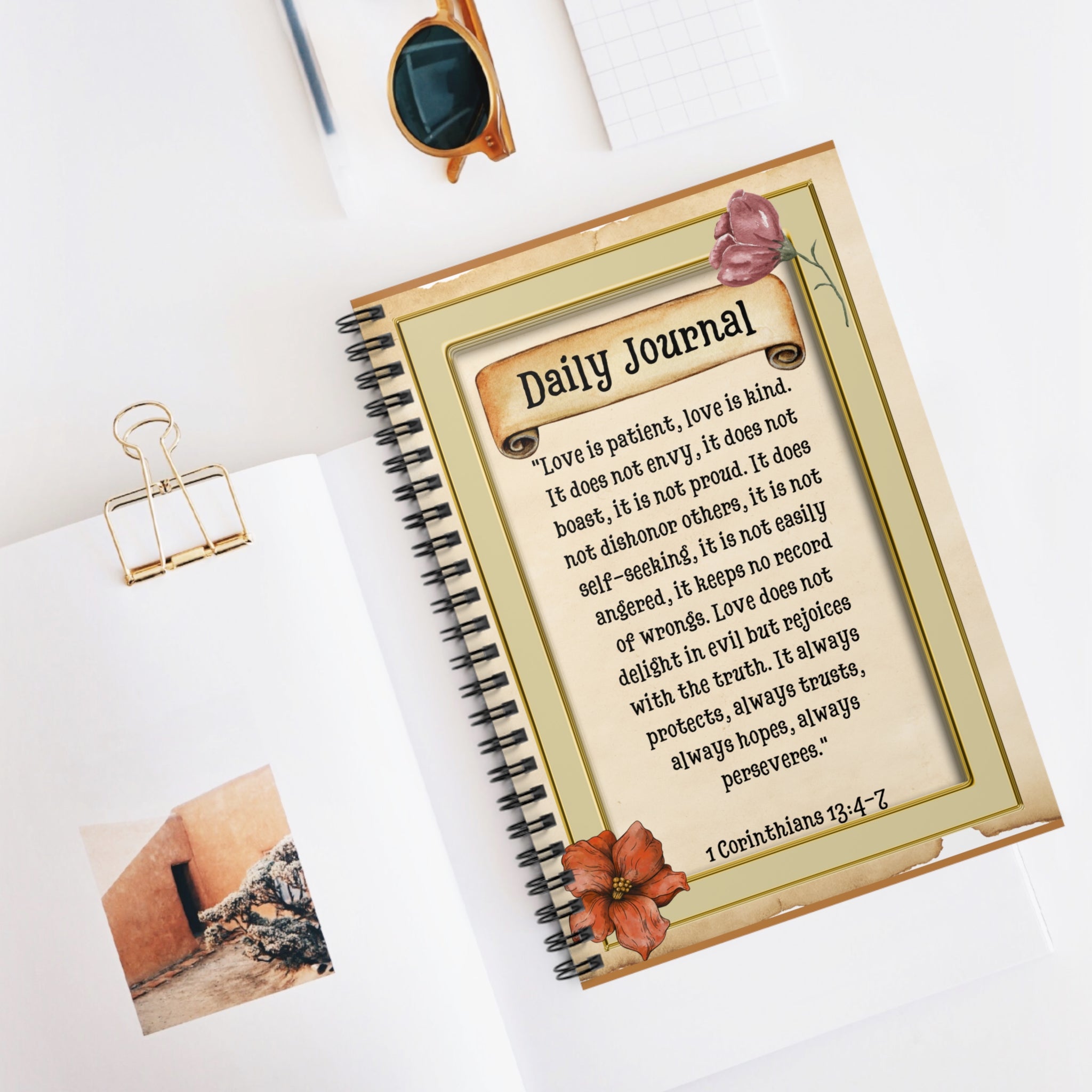 Daily Journal Vintage Design Spiral Notebook - Ruled Line Paper products Krazy Heart Designs Boutique   