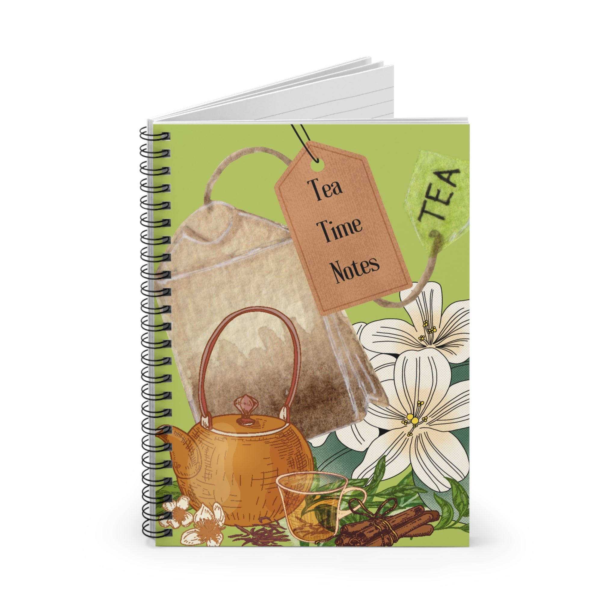Tea Time Notes Spiral Notebook - Ruled Line Notebook Krazy Heart Designs Boutique One Size  