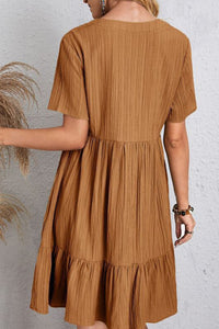 Full Size Ruched V-Neck Short Sleeve Dress (7 Colors) Dress Krazy Heart Designs Boutique   