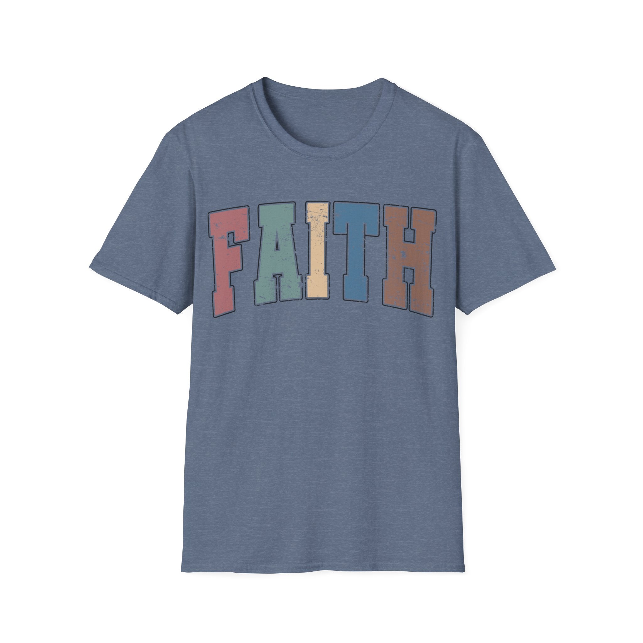 Faith Softstyle T-Shirt T-Shirt Krazy Heart Designs Boutique Heather Indigo S 