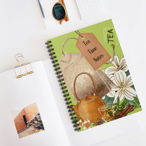 Tea Time Notes Spiral Notebook - Ruled Line Notebook Krazy Heart Designs Boutique   