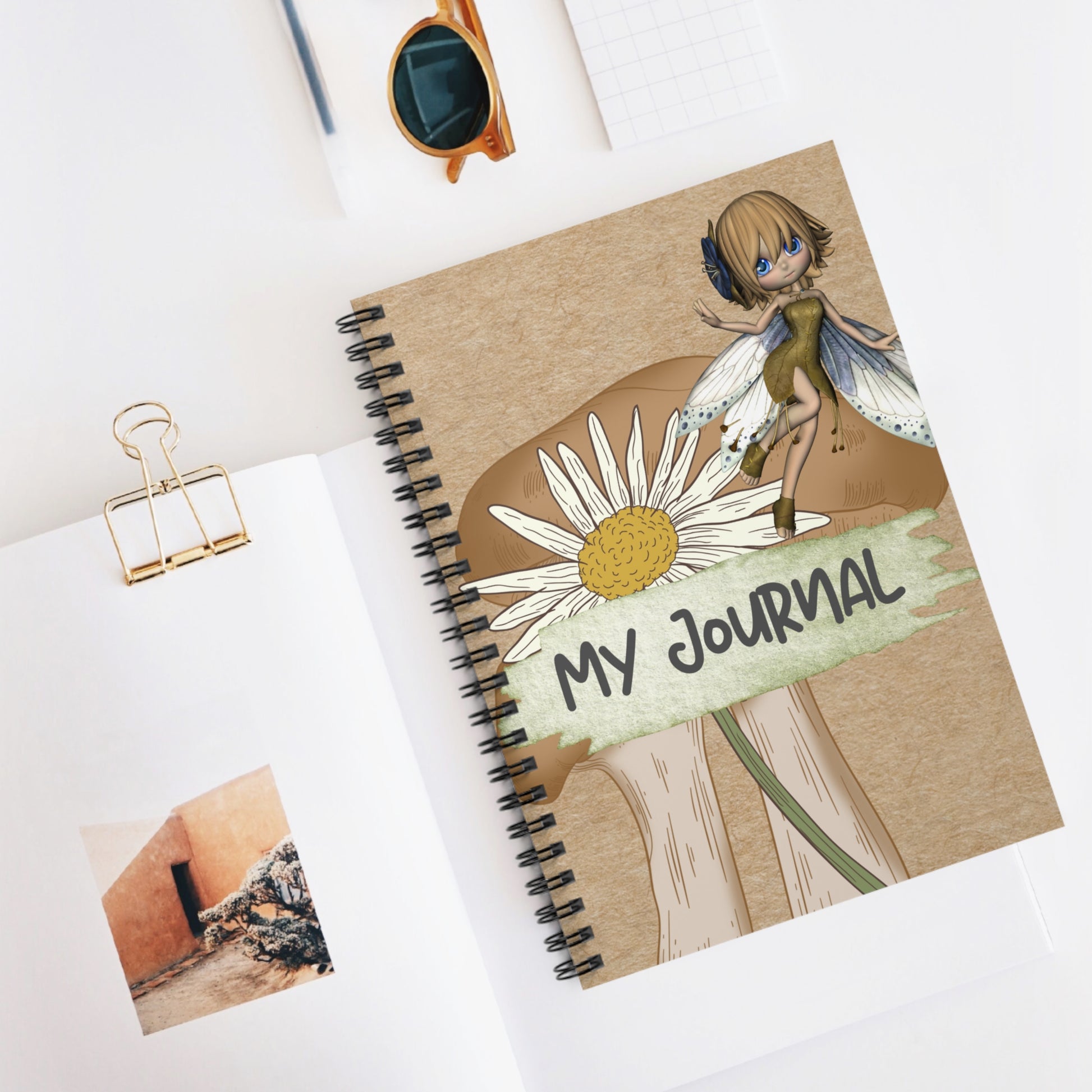 My Journal Fairy Sunflower Spiral Notebook -Ruled Line Paper products Krazy Heart Designs Boutique   