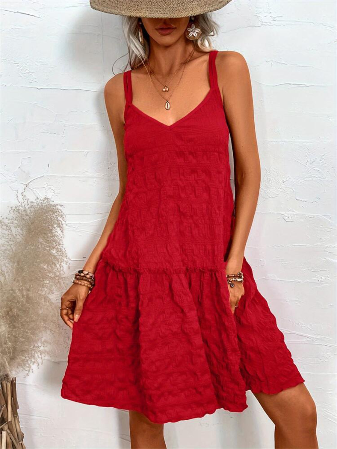 Crisscross Double Spaghetti Straps Tiered Cami Dress Dress Krazy Heart Designs Boutique