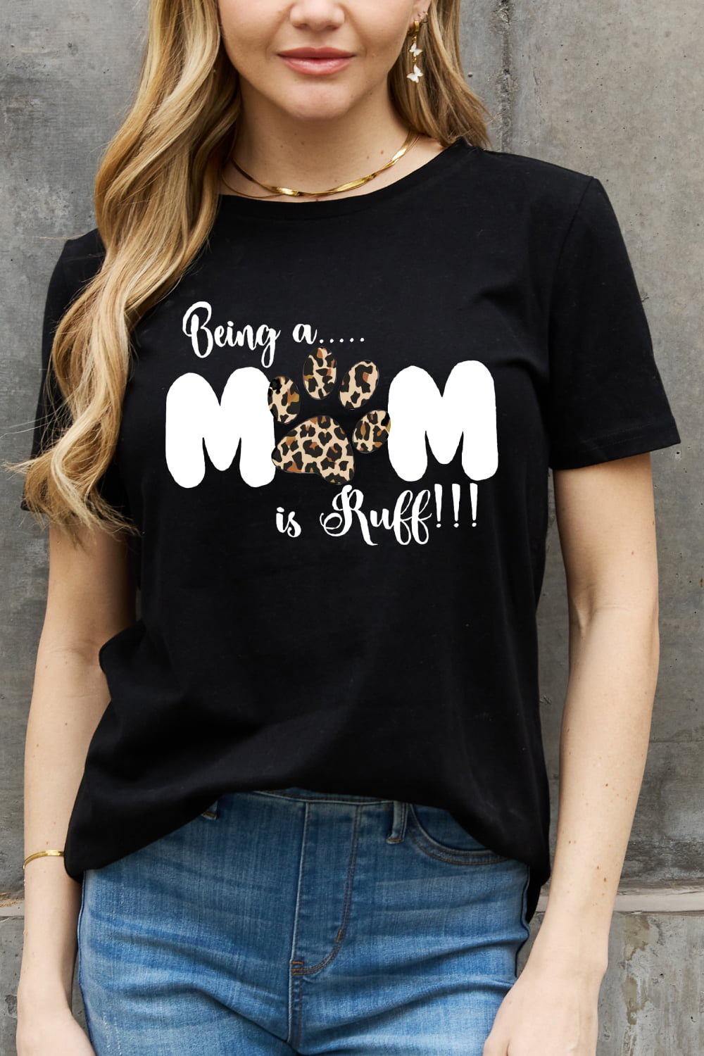 Simply Love Brand-BEING A MOM IS RUFF Graphic Cotton Tee (2 Colors) T-Shirt Krazy Heart Designs Boutique   