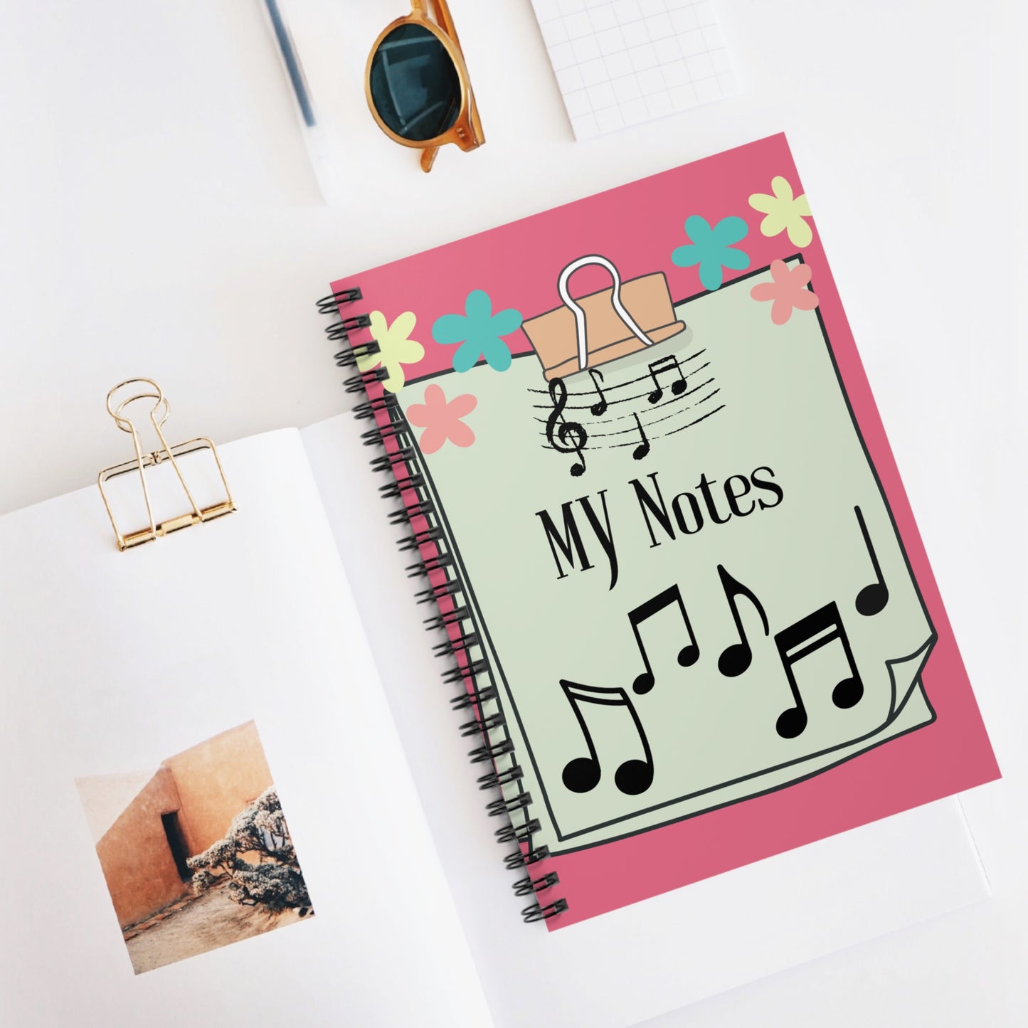 My Notes Musical Design Spiral Notebook - Ruled Line Paper products Krazy Heart Designs Boutique   