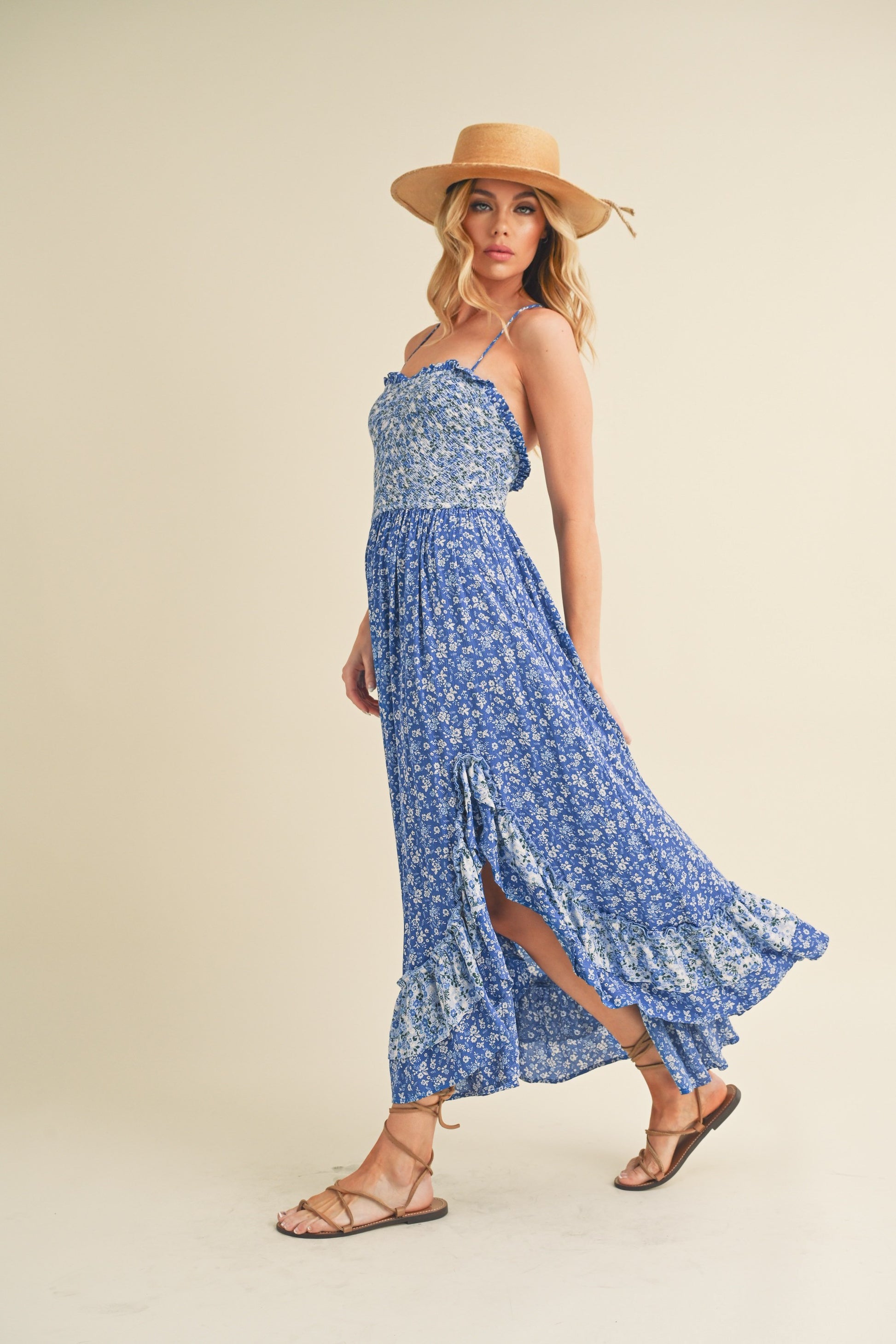 Aemi + Co Ditsy Floral Ruffled Hem Maxi Cami Dress Dress Krazy Heart Designs Boutique