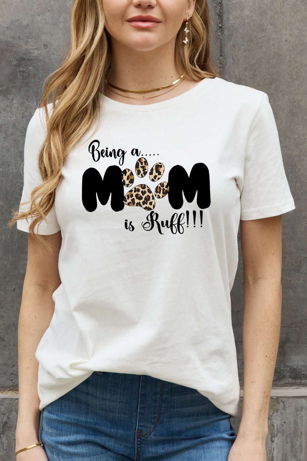 Simply Love Brand-BEING A MOM IS RUFF Graphic Cotton Tee (2 Colors) T-Shirt Krazy Heart Designs Boutique   