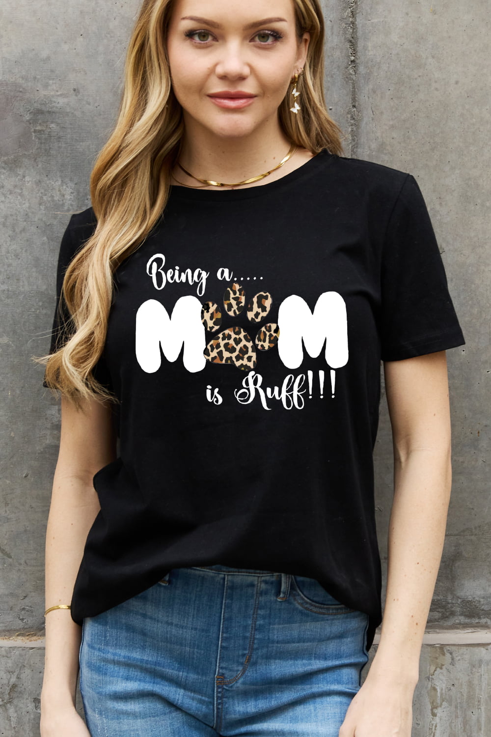 Simply Love Brand-BEING A MOM IS RUFF Graphic Cotton Tee (2 Colors) T-Shirt Krazy Heart Designs Boutique   