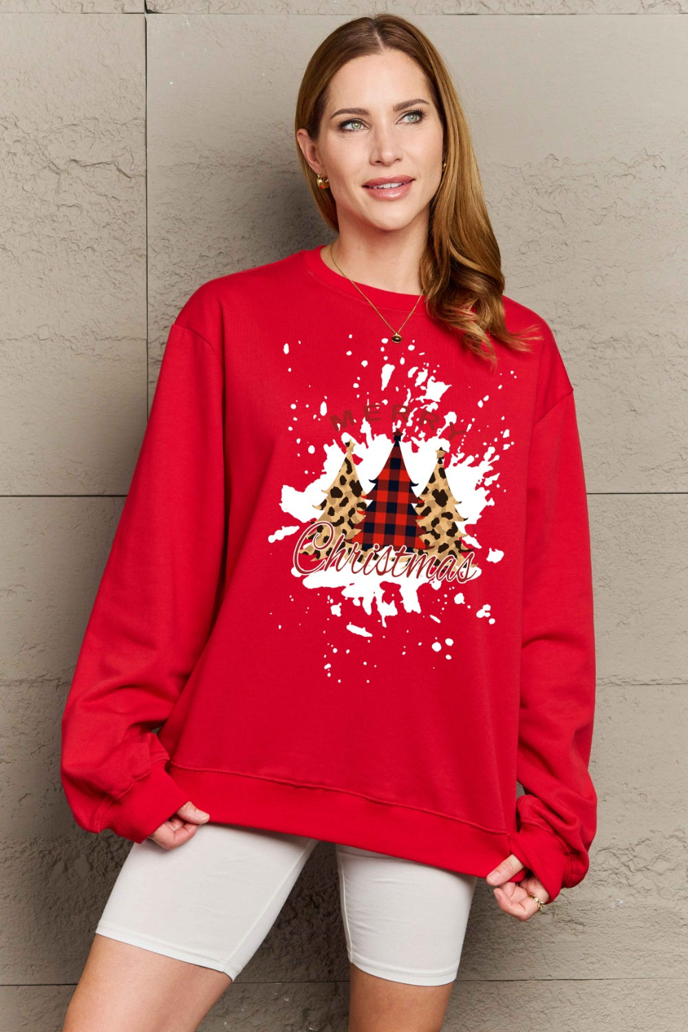 Simply Love Full Size MERRY CHRISTMAS Graphic Sweatshirt (3 Colors) Shirts & Tops Krazy Heart Designs Boutique   