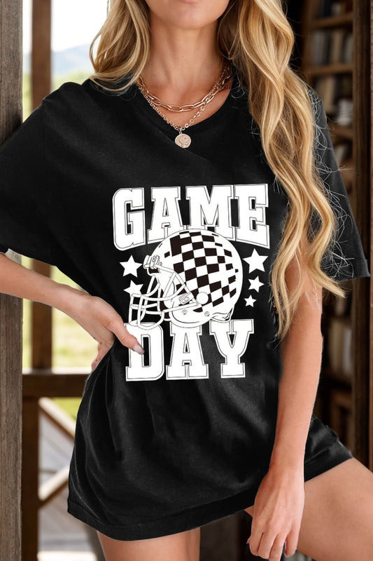 GAME DAY Round Neck Short Sleeve Tee Shirts & Tops Krazy Heart Designs Boutique Black S 