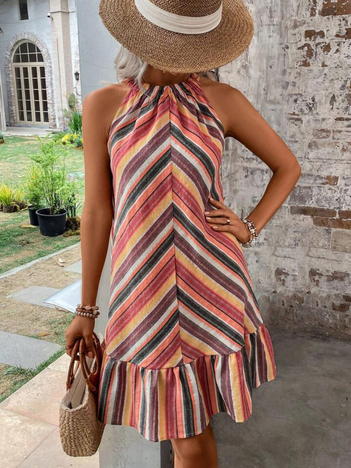 Striped Grecian Neck Dress Dress Krazy Heart Designs Boutique   