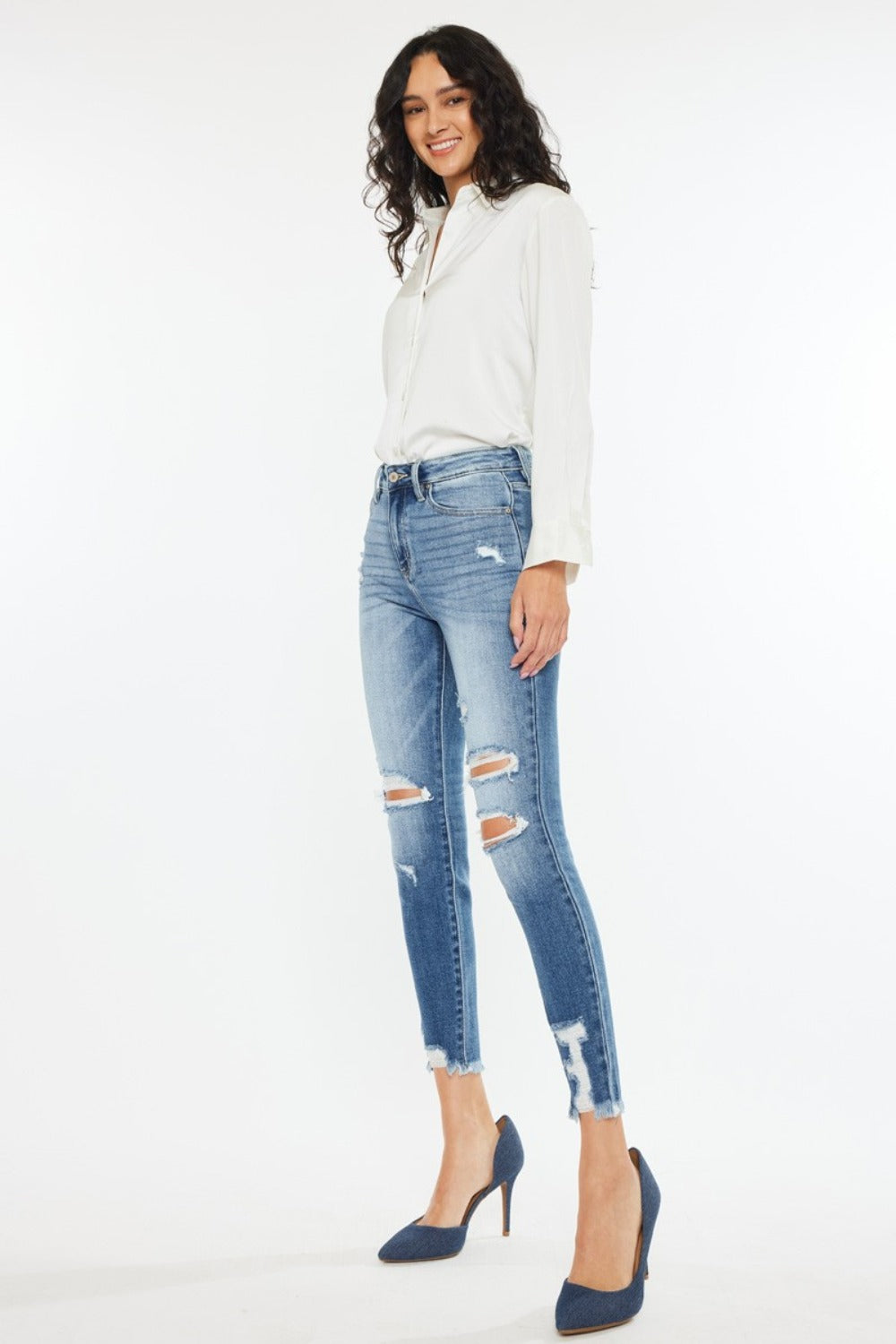 Kancan High Rise Frayed Ankle Skinny Jeans jeans Krazy Heart Designs Boutique