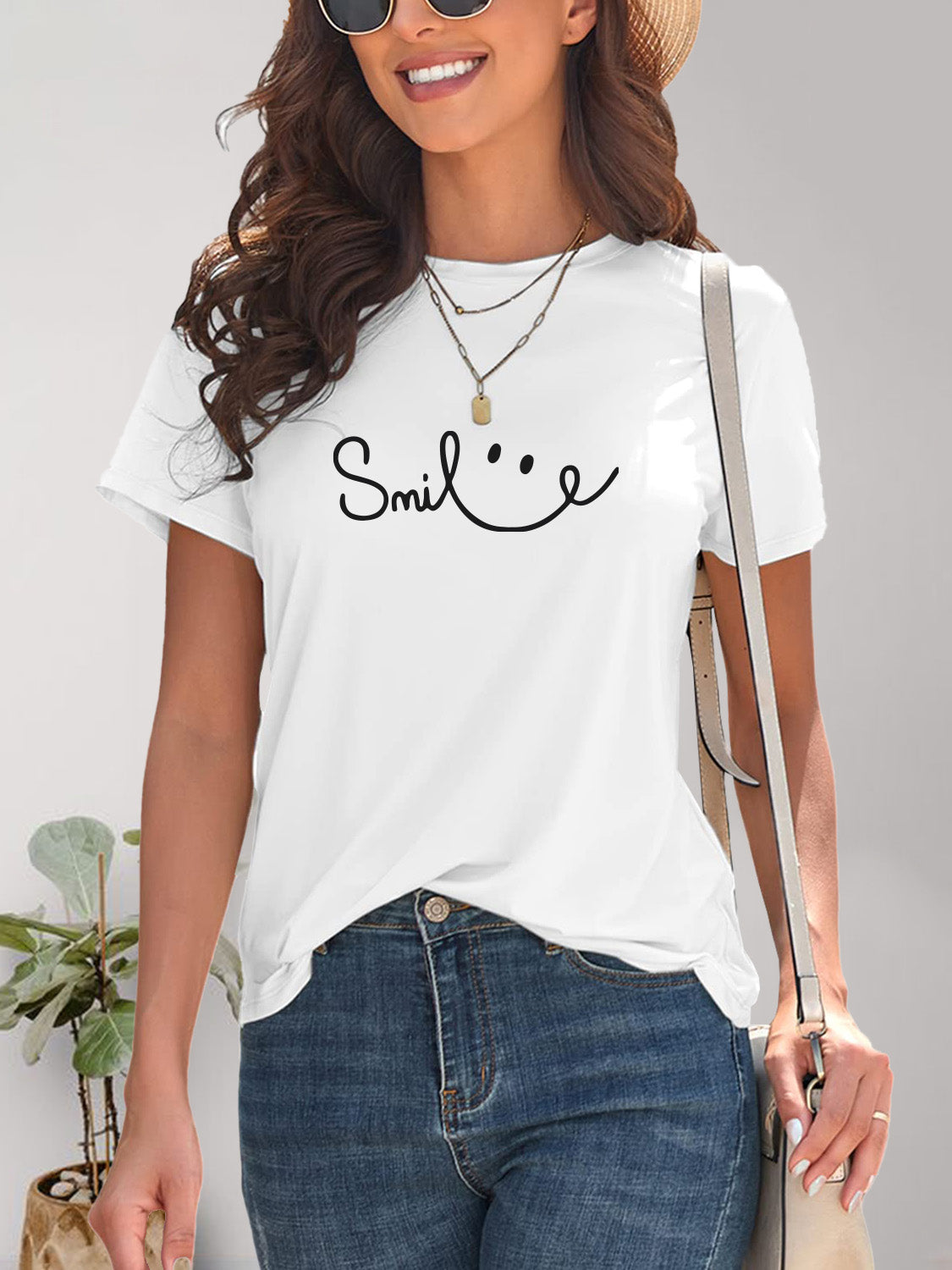 SMILE Round Neck Short Sleeve Tee (7 Colors) T-Shirt Krazy Heart Designs Boutique   