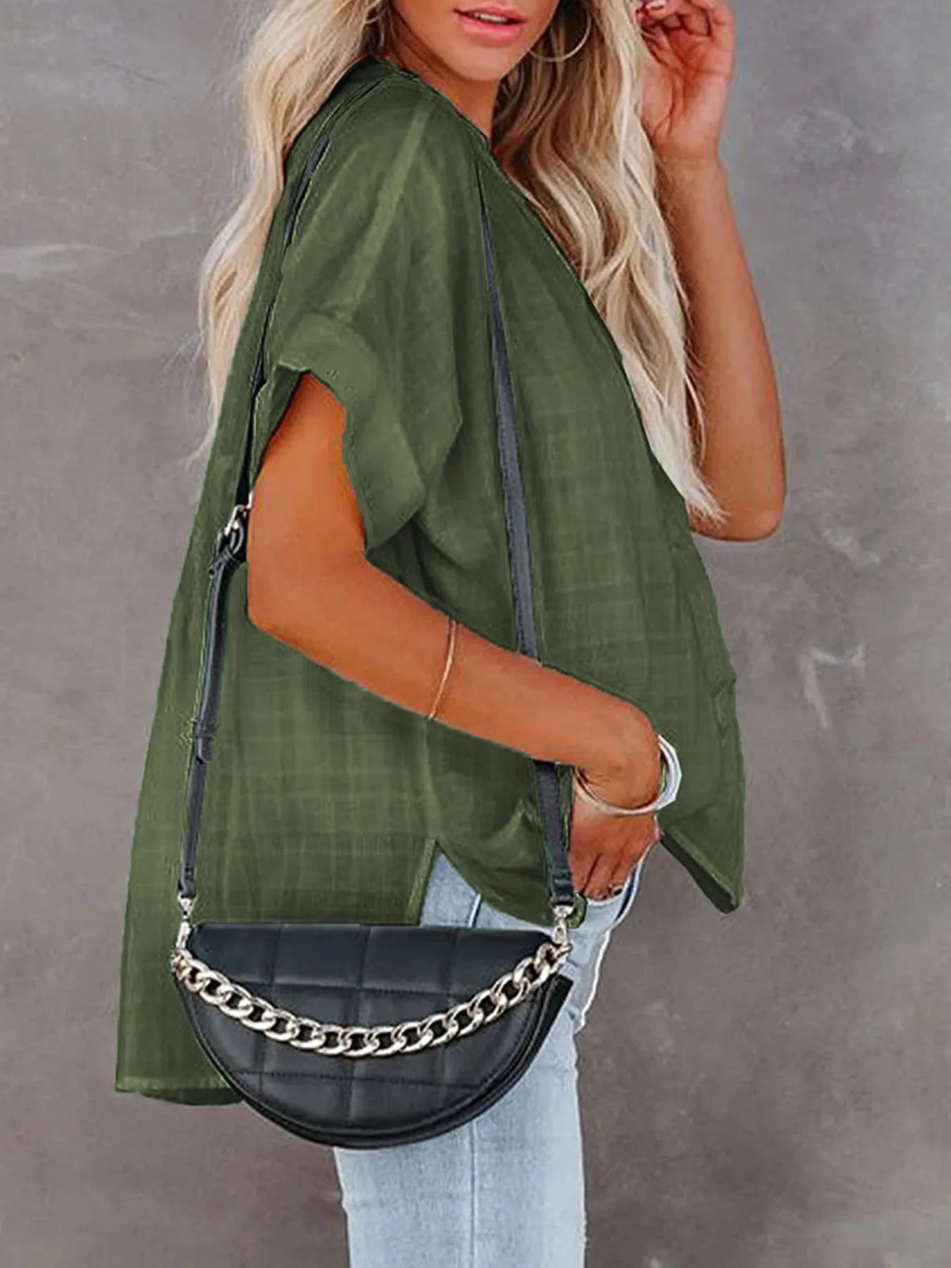 Oversized Notched Casual Shirt (8 Colors) Shirts & Tops Krazy Heart Designs Boutique