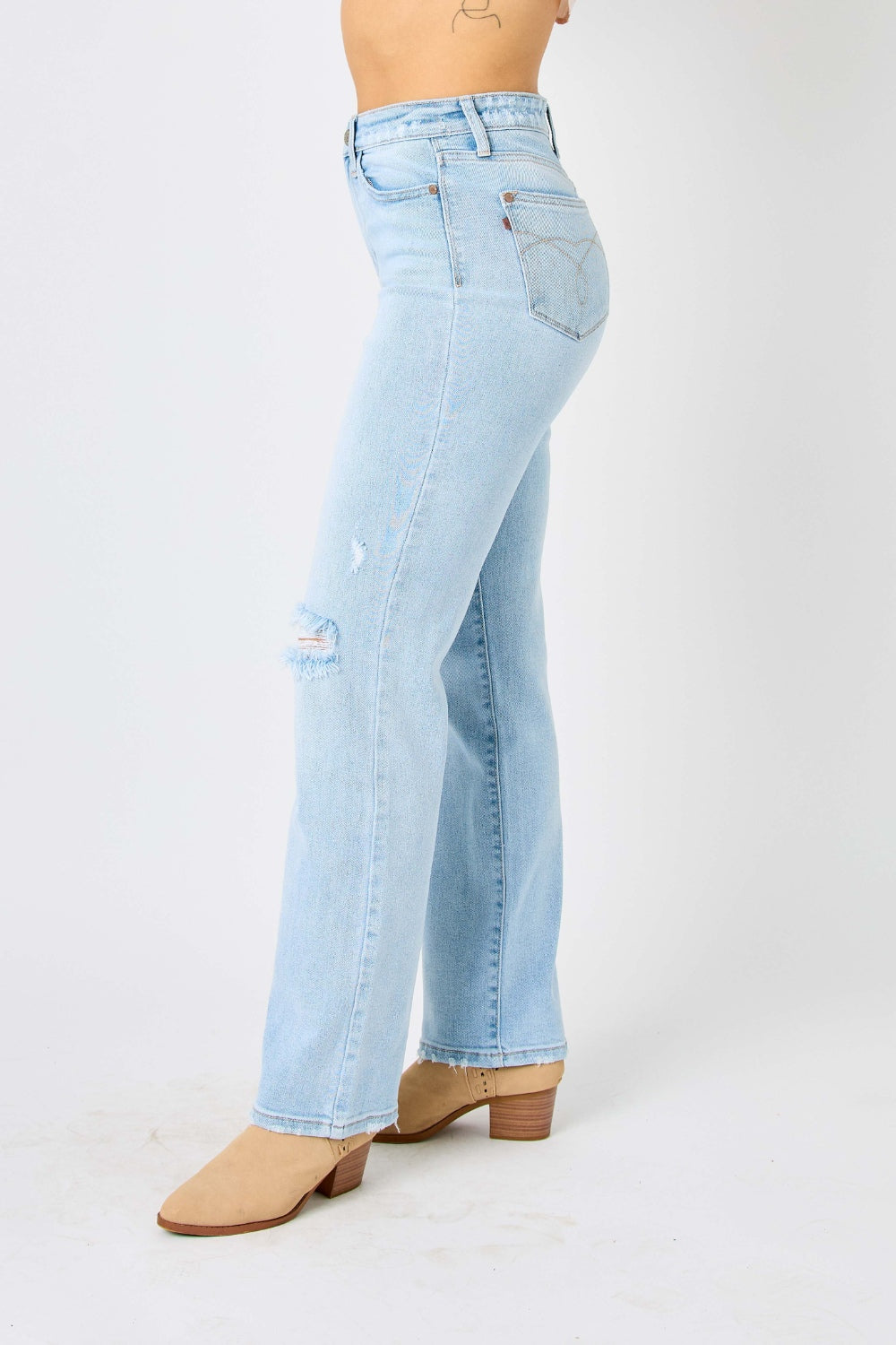 Judy Blue Full Size High Waist Distressed Straight Jeans pants Krazy Heart Designs Boutique   