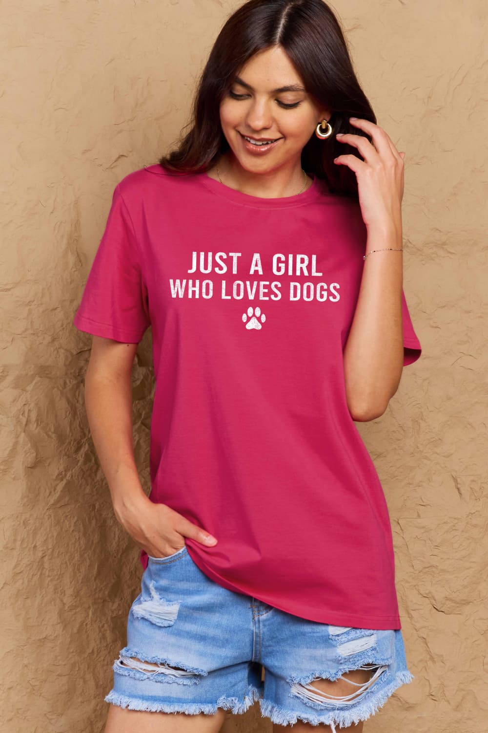 Simply Love Brand-Just a Girl Who Loves Dogs Cotton Tee (5 Colors) T-Shirt Krazy Heart Designs Boutique   