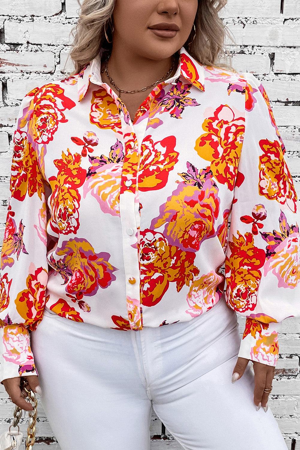 Plus Size Printed Long Sleeve Shirt ( 2 Print Colors) Shirts & Tops Krazy Heart Designs Boutique   