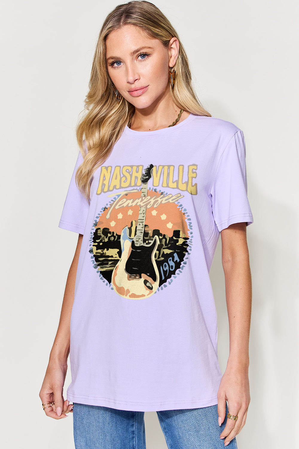 Simply Love Full Size Graphic Round Neck Short Sleeve T-Shirt (8 Colors) Shirts & Tops Krazy Heart Designs Boutique Lavender S 