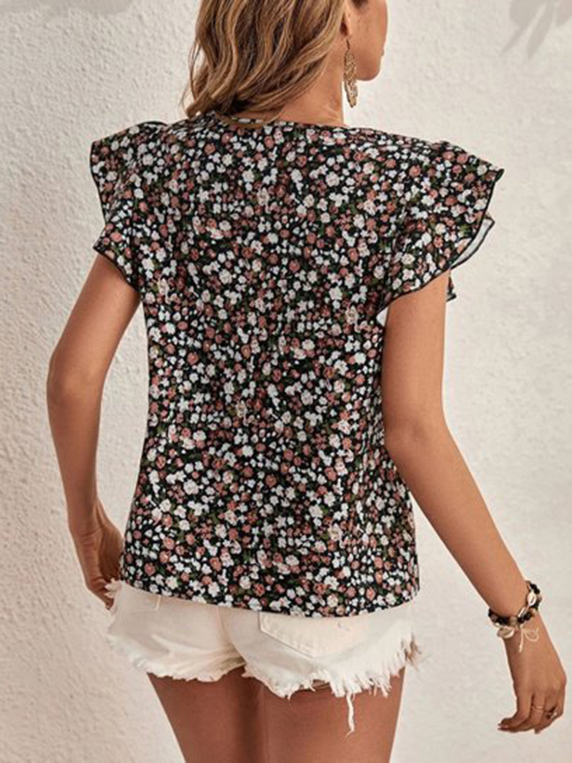 Ditsy Floral Round Neck Cap Sleeve Top (3 Colors) Shirts & Tops Krazy Heart Designs Boutique