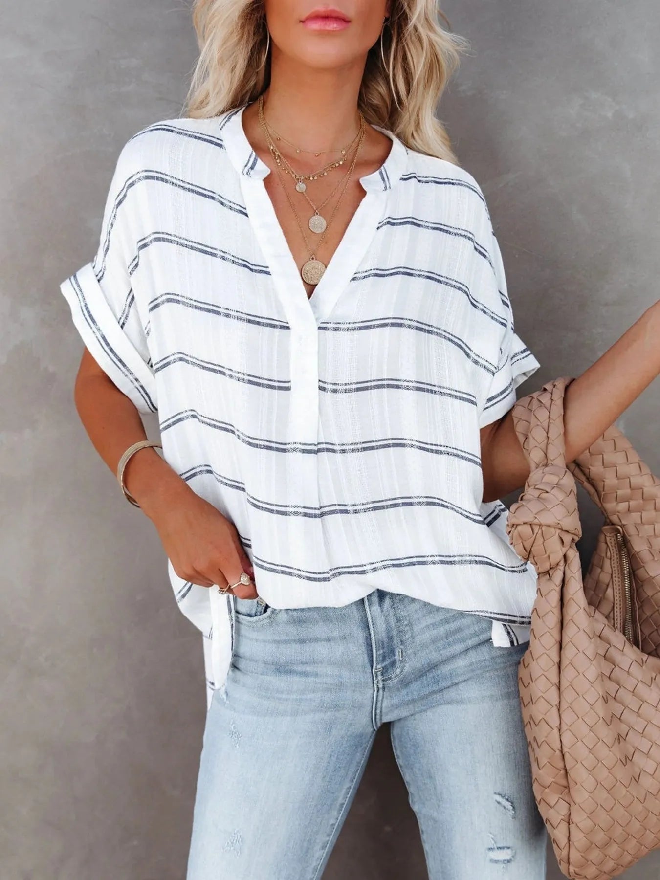 Oversized Notched Casual Shirt (8 Colors) Shirts & Tops Krazy Heart Designs Boutique