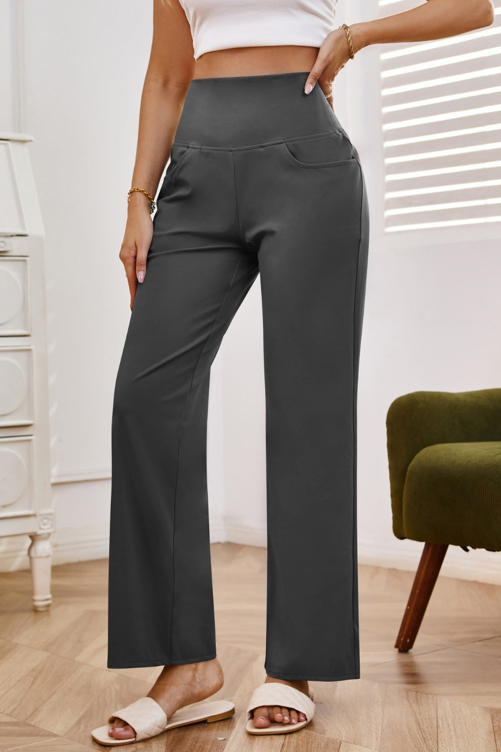 High Waist Wide Leg Pants with Pockets (7 Colors) pants Krazy Heart Designs Boutique