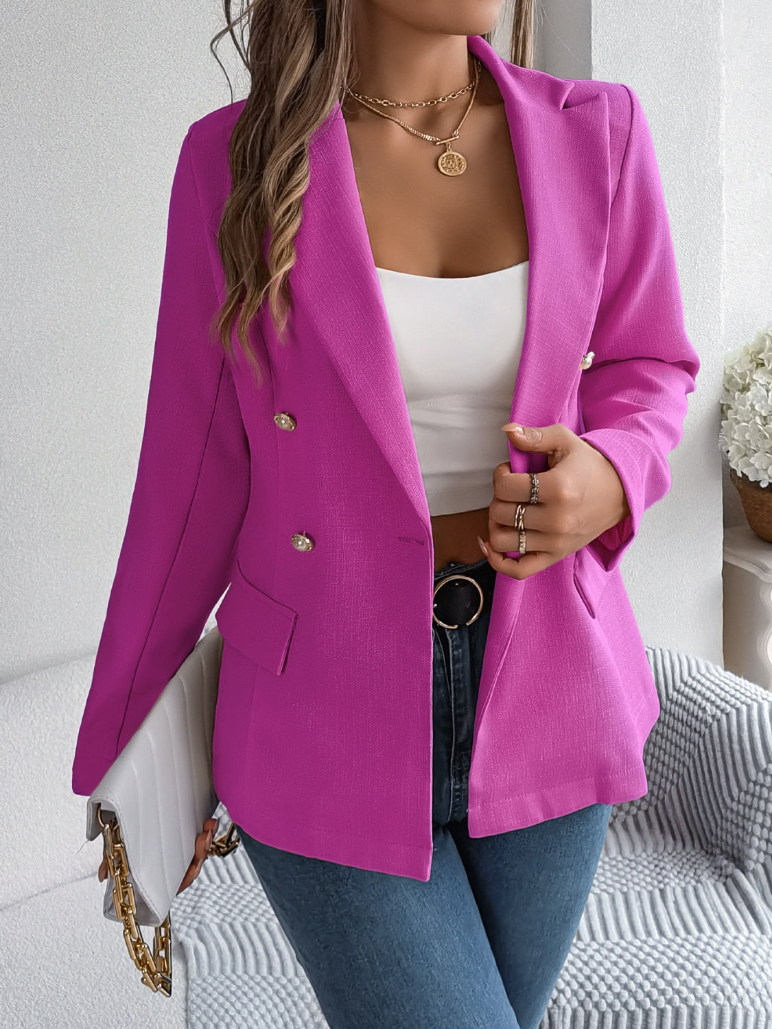 Decorative Button Pocket Flap Lapel Collar Blazer (3 Colors) Blazer Krazy Heart Designs Boutique